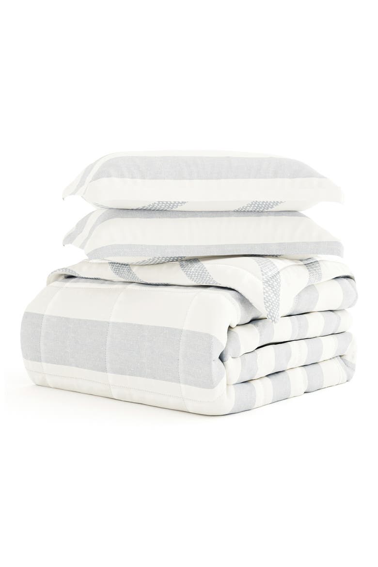 Premium Down Alternative Distressed Stripe Reversible Comforter Set, Main, color, LIGHT BLUE