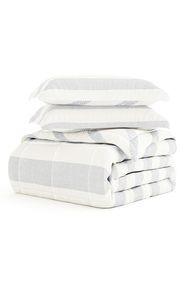 HOMESPUN Premium Down Alternative Distressed Stripe Reversible Comforter Set, Main, color, Light Blue