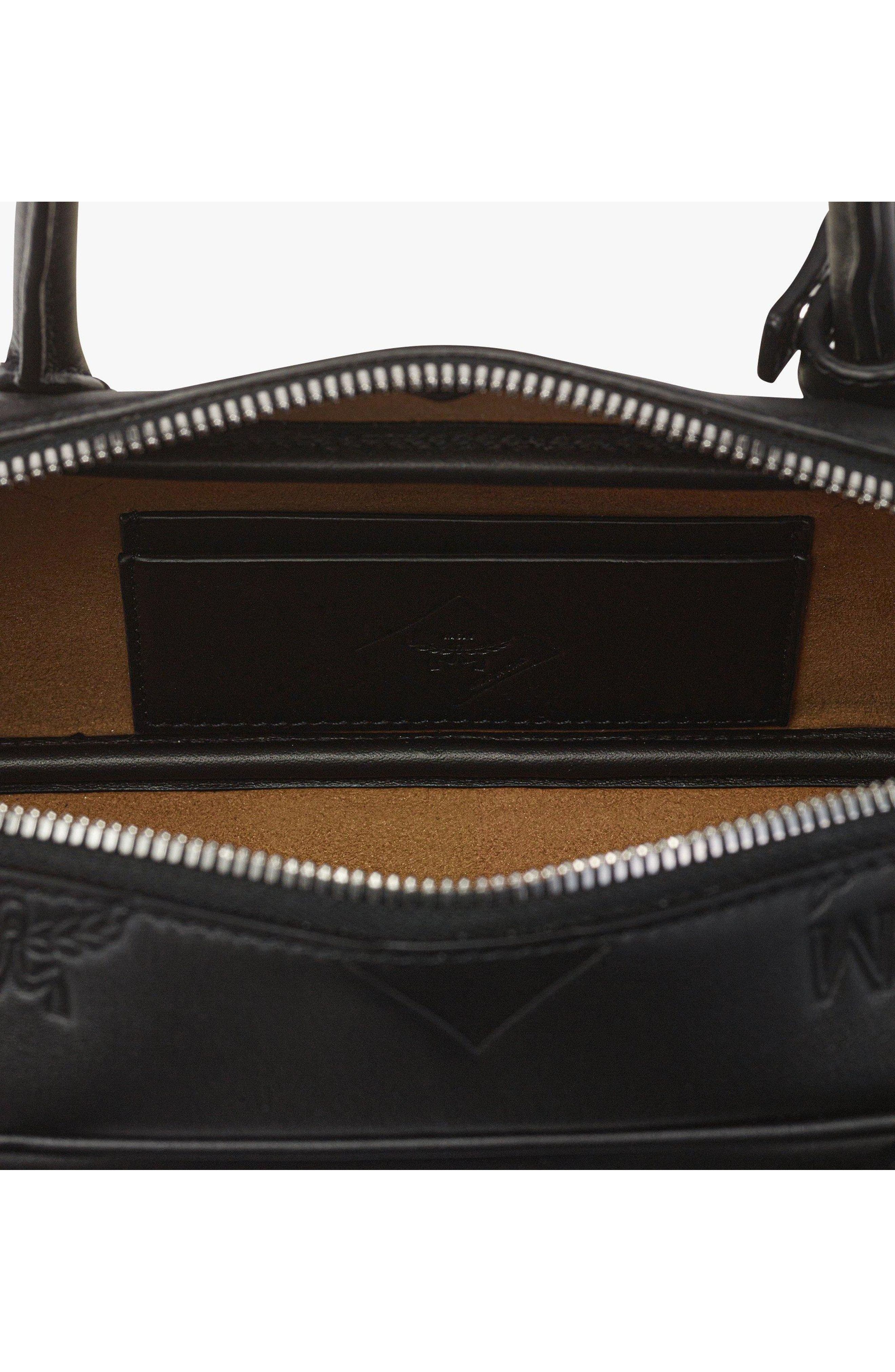 MCM Small Aren East West Shoulder Bag in Maxi Monogram Leather, Alternate, color, Black