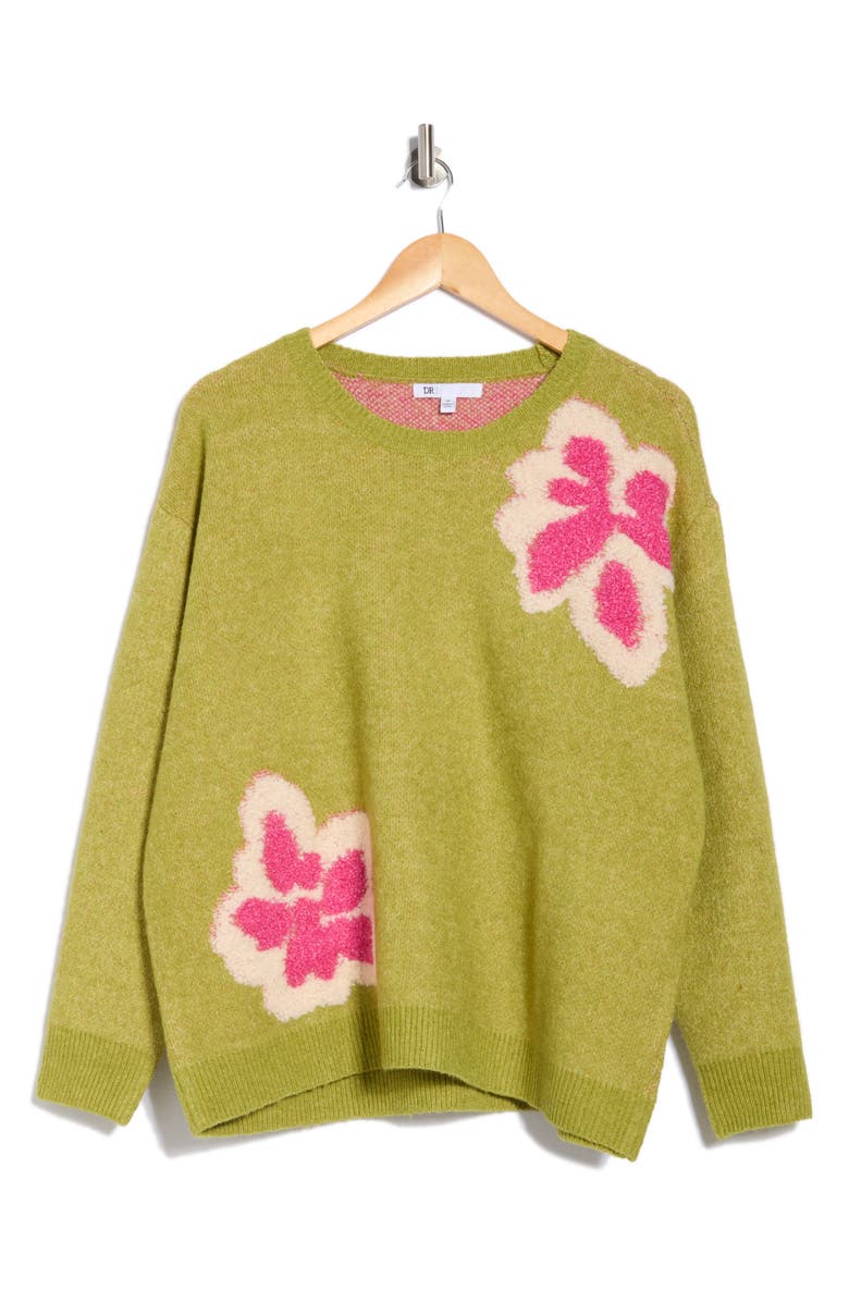 DR2 by Daniel Rainn Raised Floral Sweater, Alternate, color, Lime