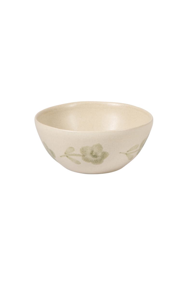 Porto Petals 12 Piece Plates and Bowls Hand Painted Floral Dinnerware Set, Alternate, color, Green Orchid