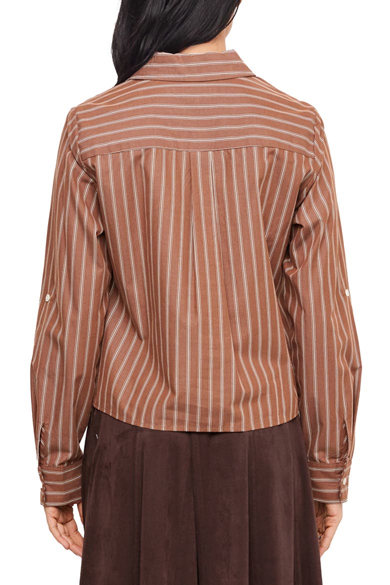 Striped Tie Front Shirt, Alternate, color, MOCHA