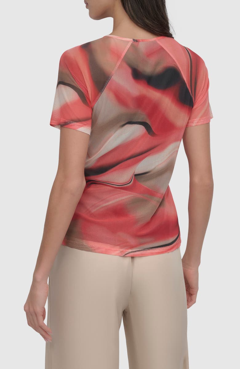 DKNY Print Mesh Top, Alternate, color, Brushd Marble_ws
