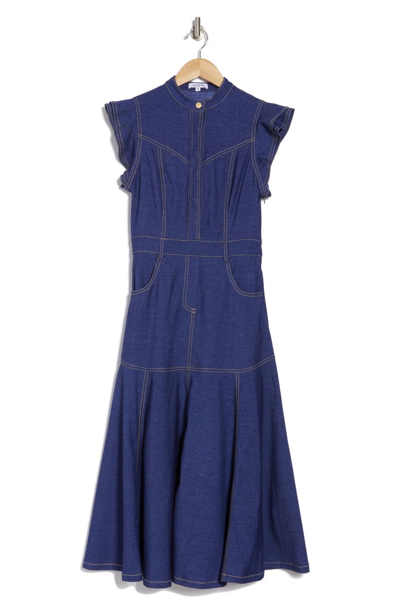 AREA STARS Helena Denim Midi Dress, Alternate, color, 