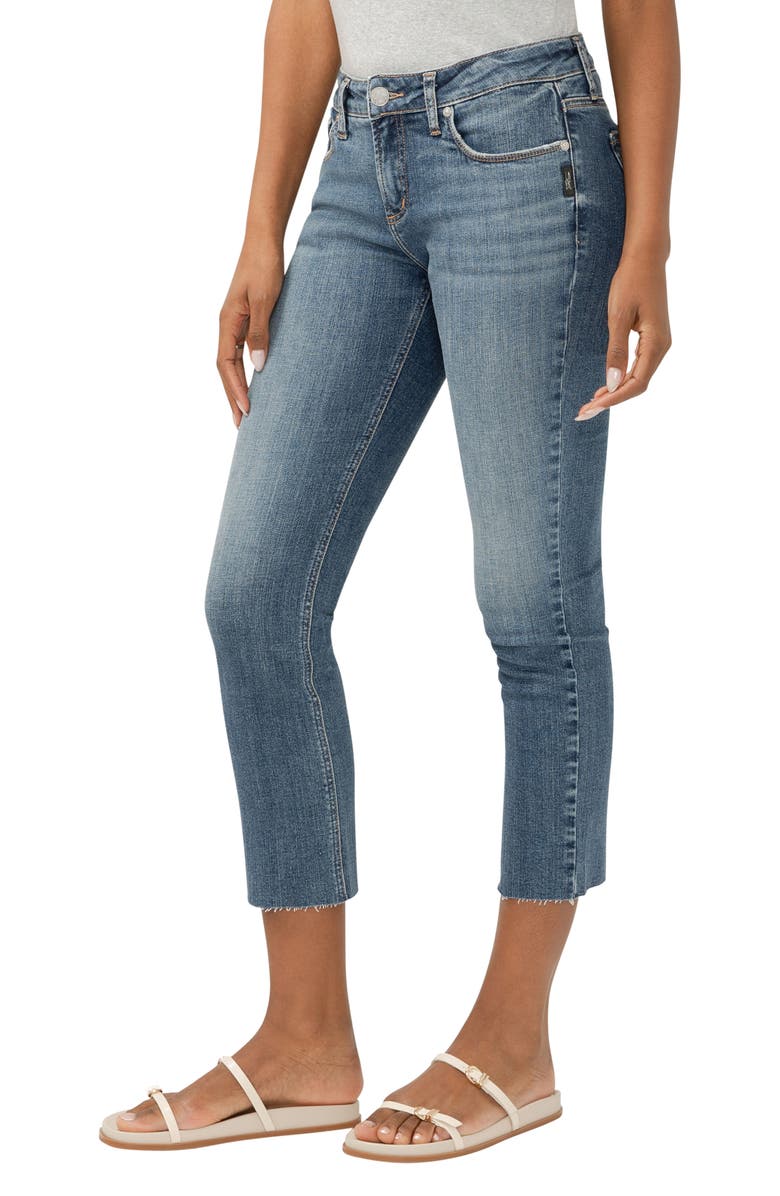 Silver Jeans Co. Elyse Raw Hem Capri Jeans, Alternate, color, Serenade