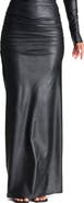Naked Wardrobe Draped Faux Leather Maxi Skirt