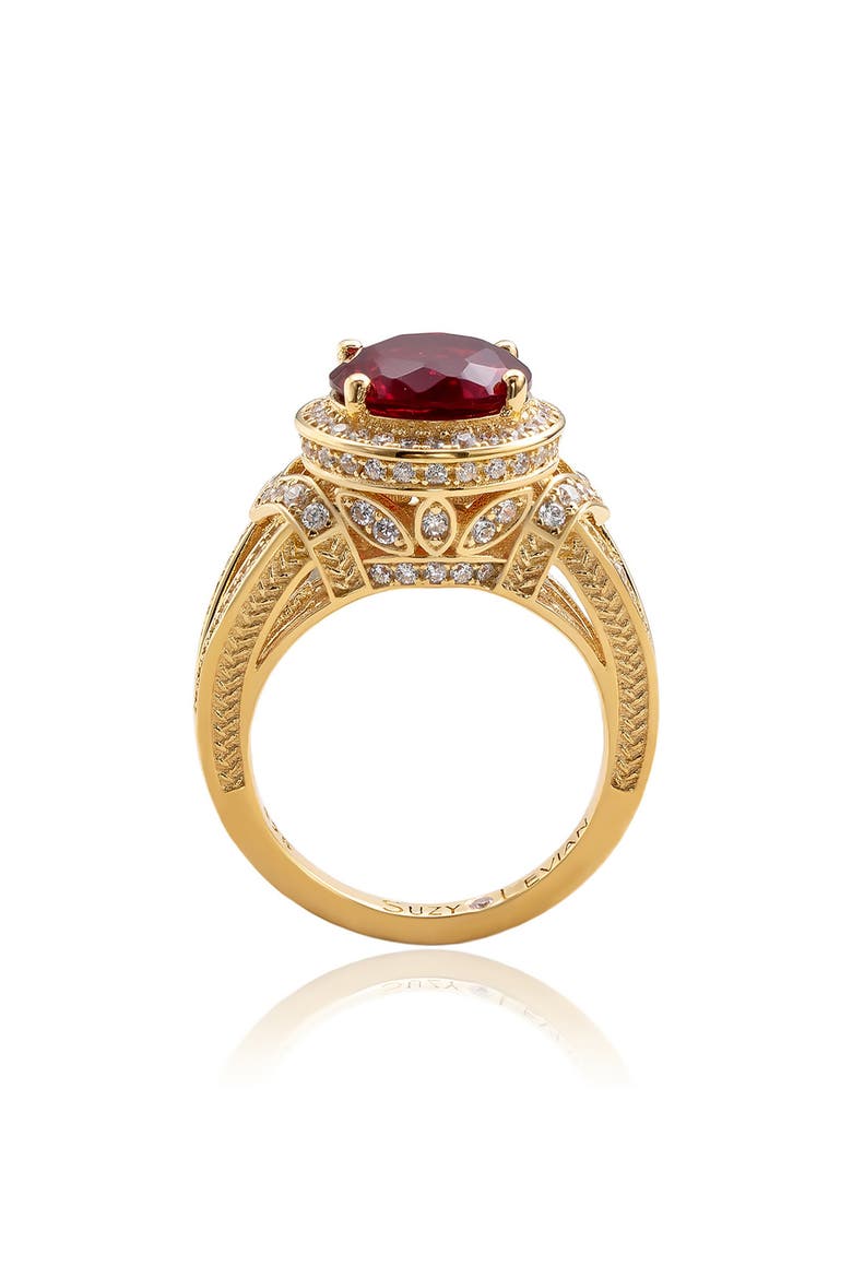 Sterling Silver Cubic Zirconia Engagement Ring, Alternate, color, RED