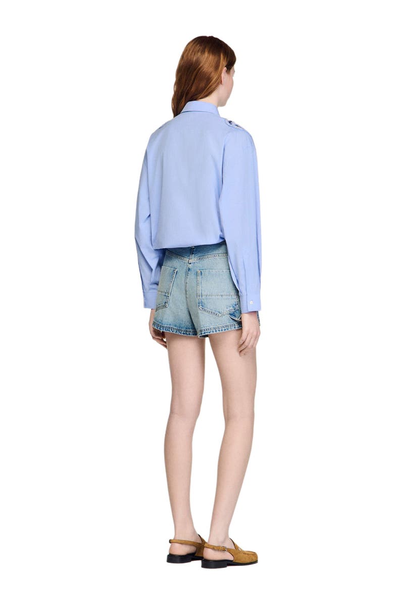 SANDRO Embroidered cotton shirt, Alternate, color, Sky Blue