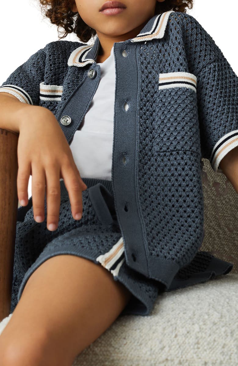 Reiss Kids' Coulson Jr. Short Sleeve Polo Sweater, Alternate, color, Airforce Blue