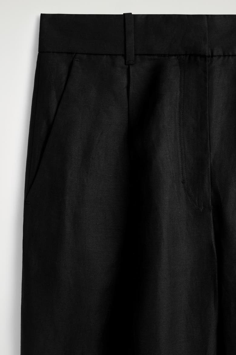 Relaxed Linen-blend Wide-leg Pants, Alternate, color, BLACK MÉLANGE