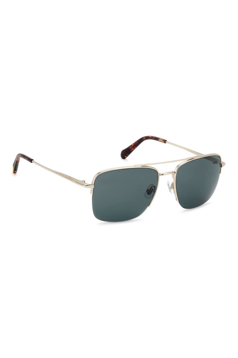 57mm Rectangular Sunglasses, Alternate, color, MATTE LIGHT GOLD/ GREEN