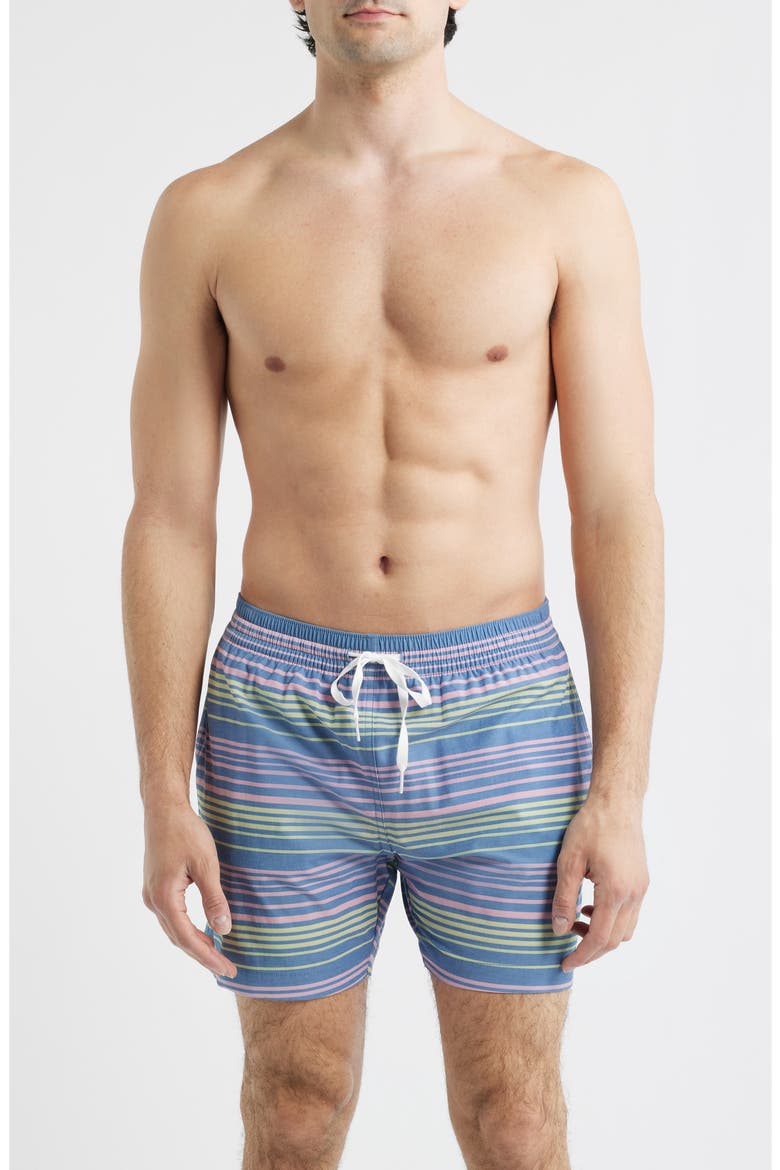 The Blossom Bands 5.5-Inch Swim Trunks, Main, color, DUSTY BLUE