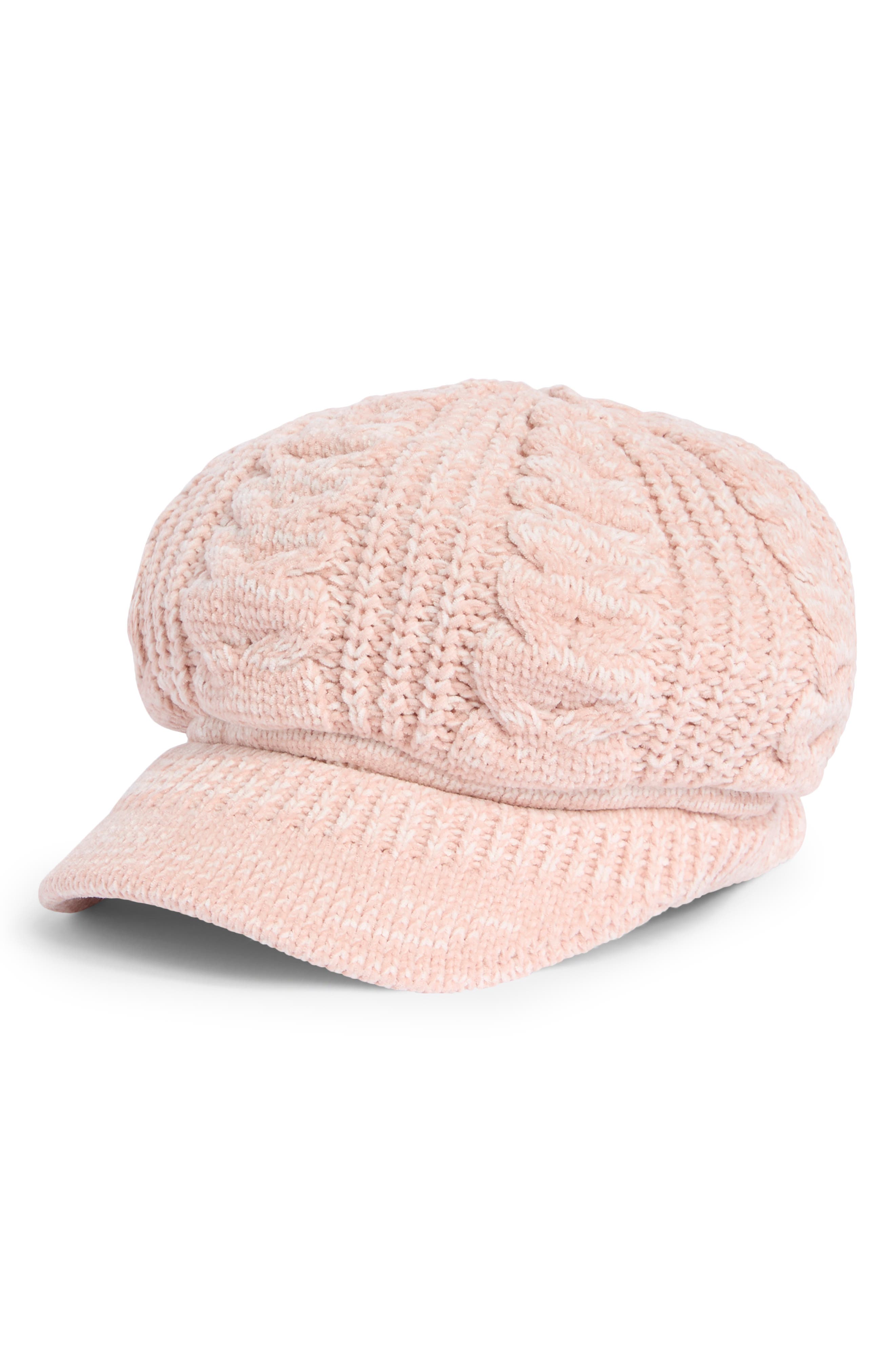Tweed Chenille Cable Stitch Cab Hat