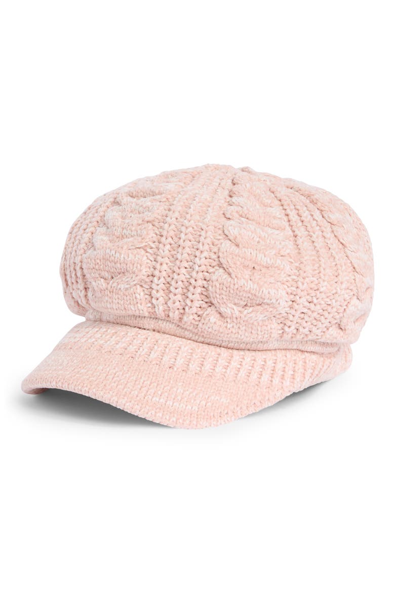 Tweed Chenille Cable Stitch Cab Hat, Main, color, BLUSH COMBO