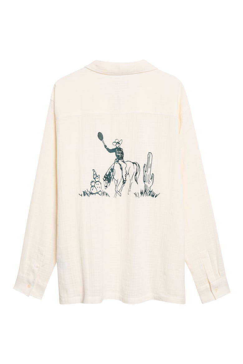 Western Embroidered Cotton Camp Shirt, Alternate, color, OFF-WHITE