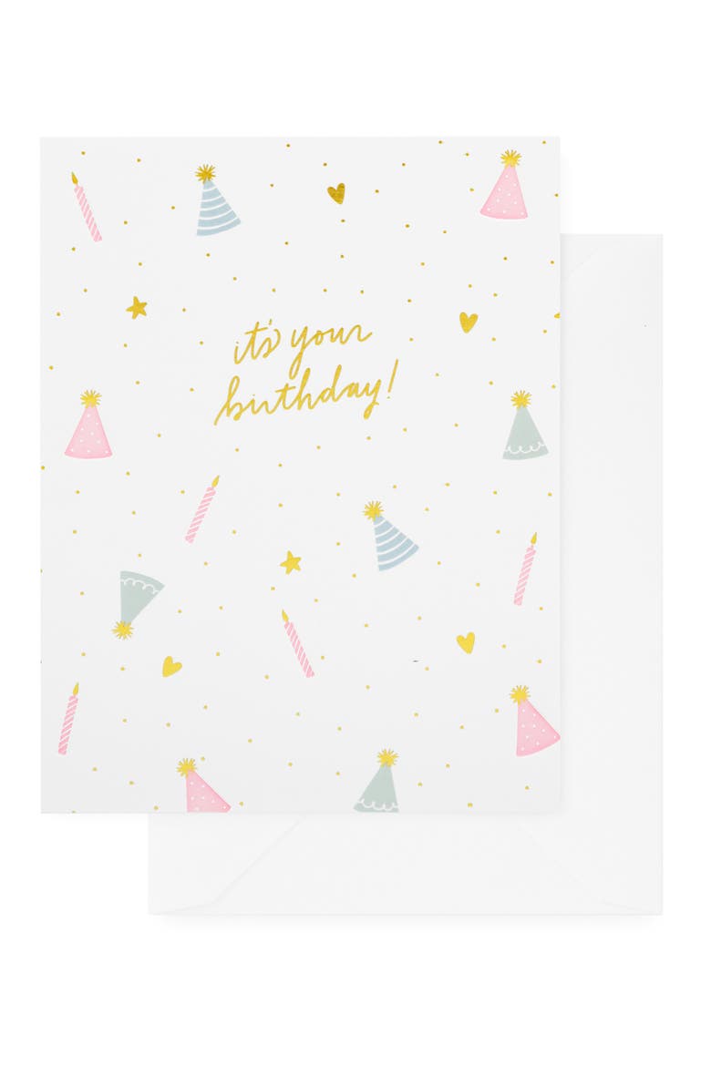 Birthday Party Card & Envelope, Main, color, WHITE