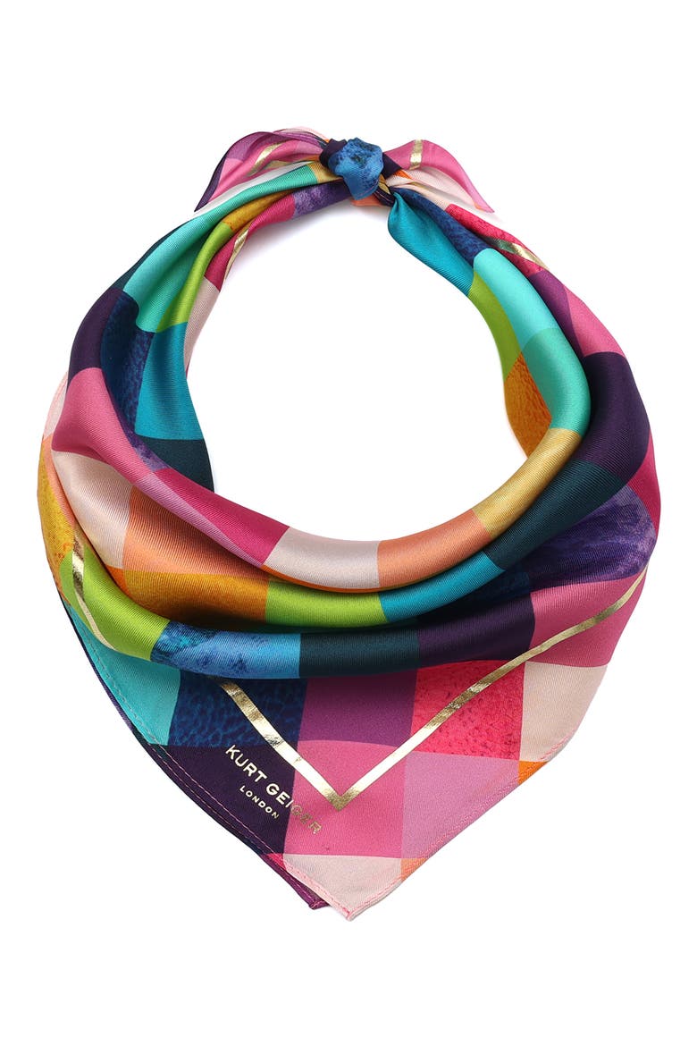 Stained Glass Silk Bandana Scarf, Alternate, color, CLASSIC RAINBOW