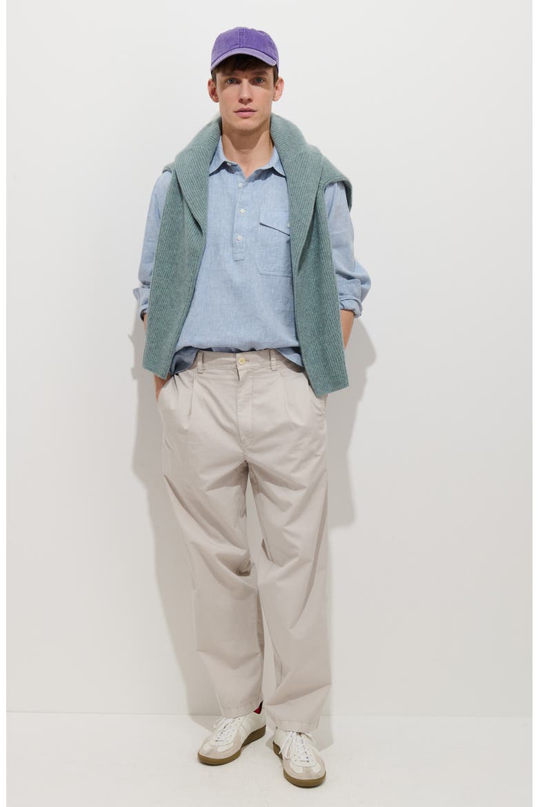 Georges Pleated Cotton Pants, Alternate, color, STONE