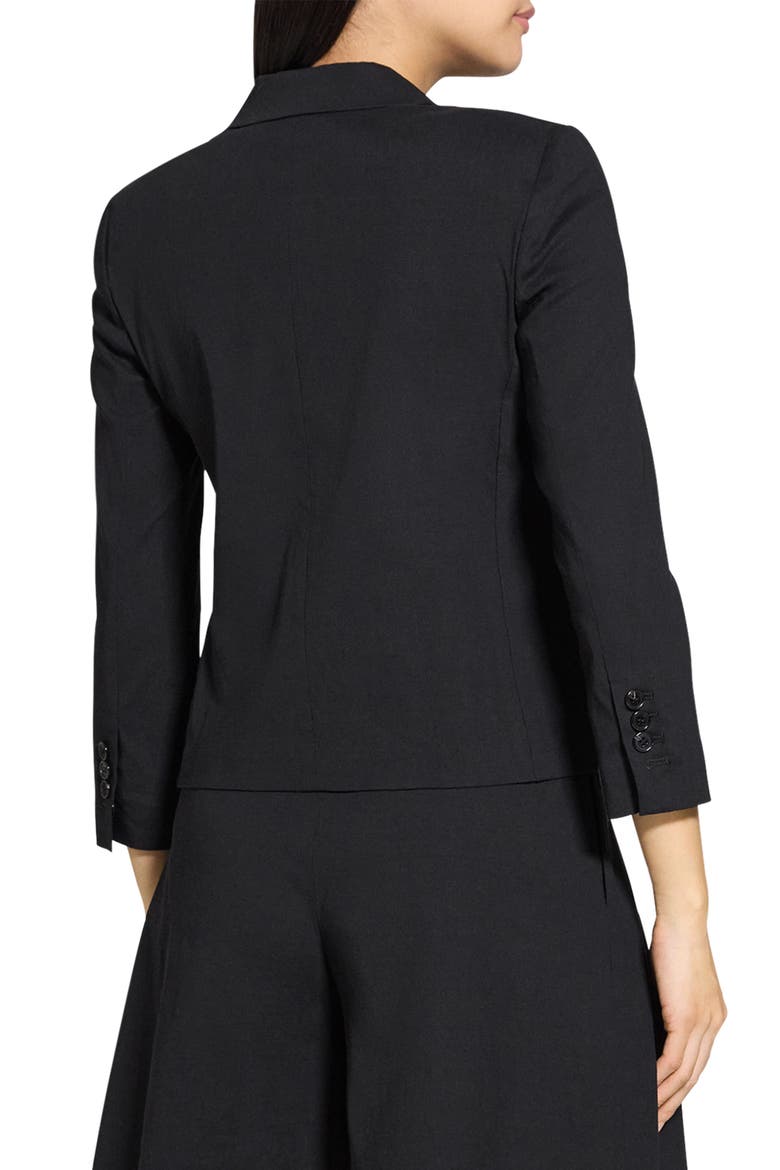 Linen Blend Shrunken Blazer, Alternate, color, BLACK