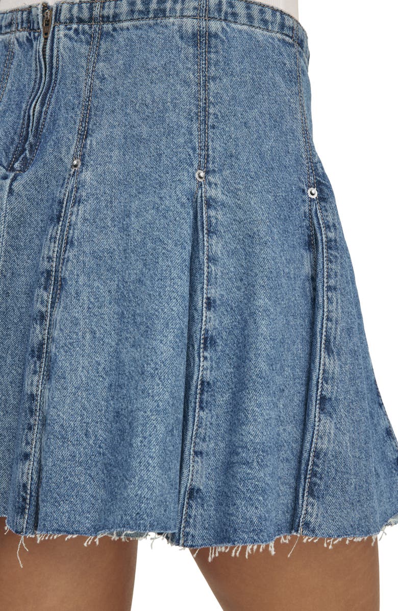 WARP+WEFT Lass Pleated Denim Miniskirt, Alternate, color,