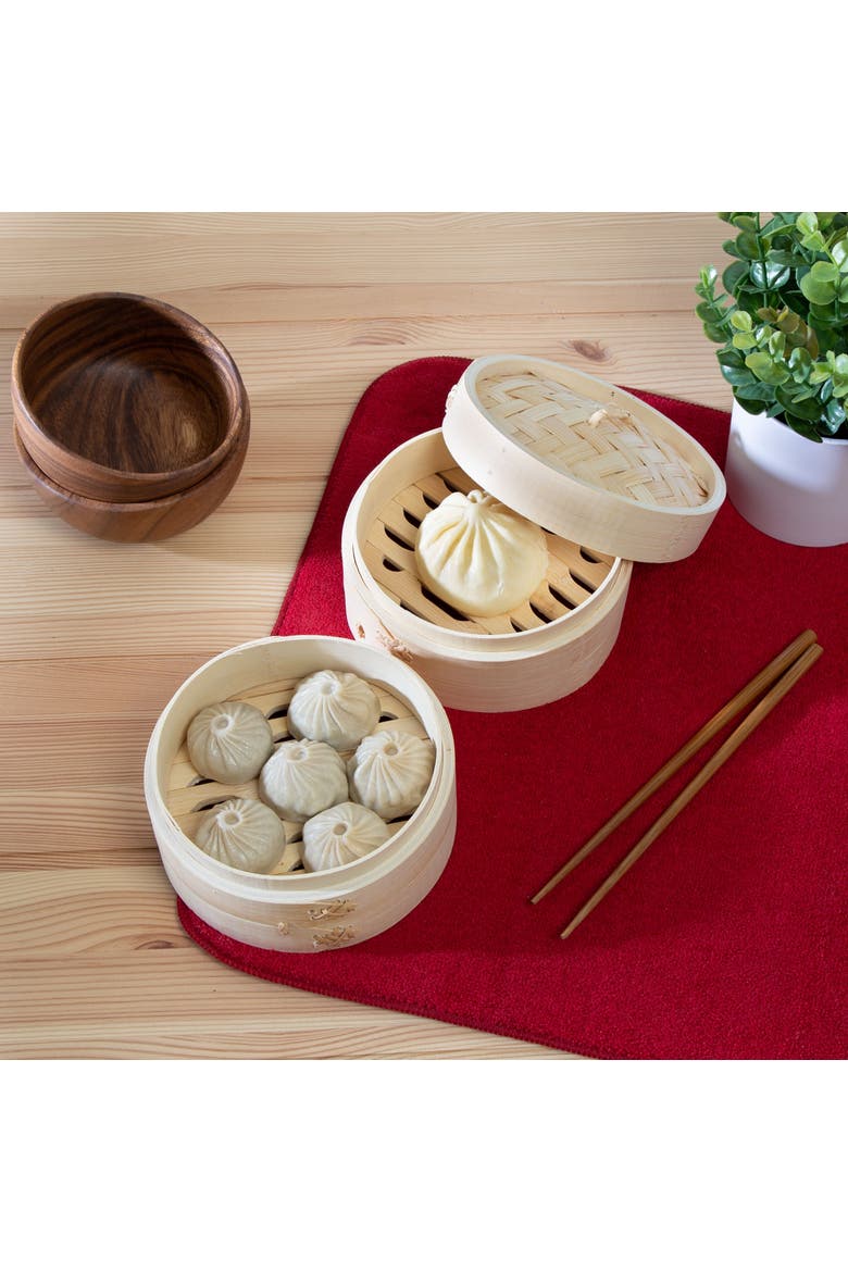 2-Tier Steamer Baskets, Alternate, color, Bamboo