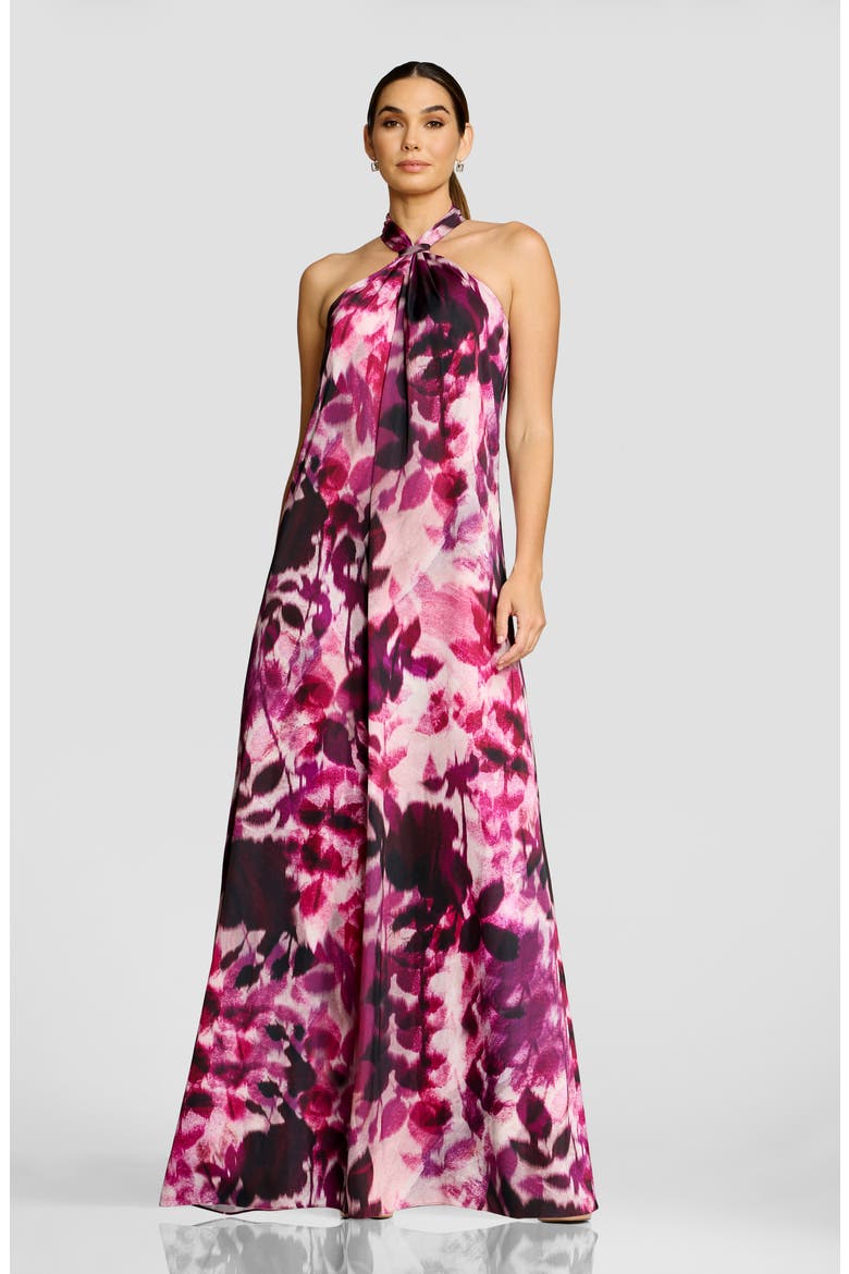 Maven Halter Maxi Gown, Alternate, color, DARK MAGENTA MULTI