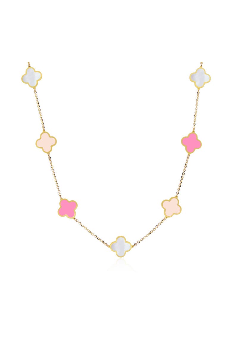 The Lovery Fine Jewelry Small Pink Mixed Clover Necklace, Main, color, 