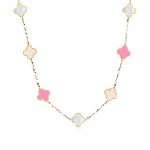 Small Pink Mixed Clover Necklace