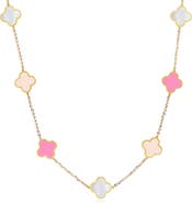 The Lovery Fine Jewelry Small Pink Mixed Clover Necklace