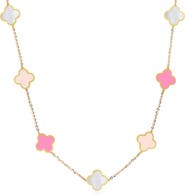 The Lovery Fine Jewelry Small Pink Mixed Clover Necklace