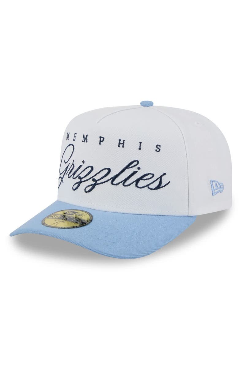 New Era Men's New Era White/Light Blue Memphis Grizzlies 2025 NBA Draft A-Frame 59FIFTY Fitted Hat, Alternate, color, White