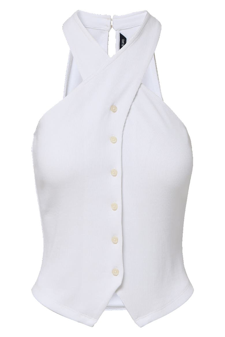 Thea Rib Stretch Cotton Halter Top, Alternate, color, WHITE