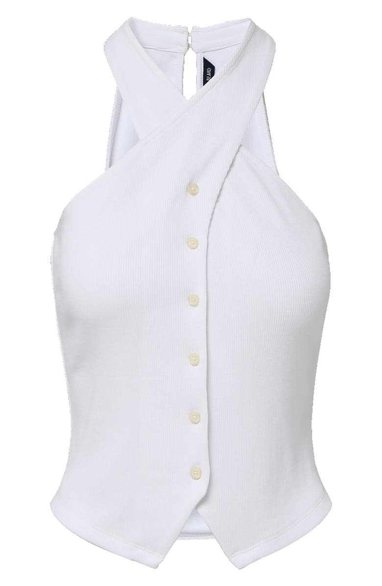 Veronica Beard Thea Rib Stretch Cotton Halter Top, Alternate, color, White