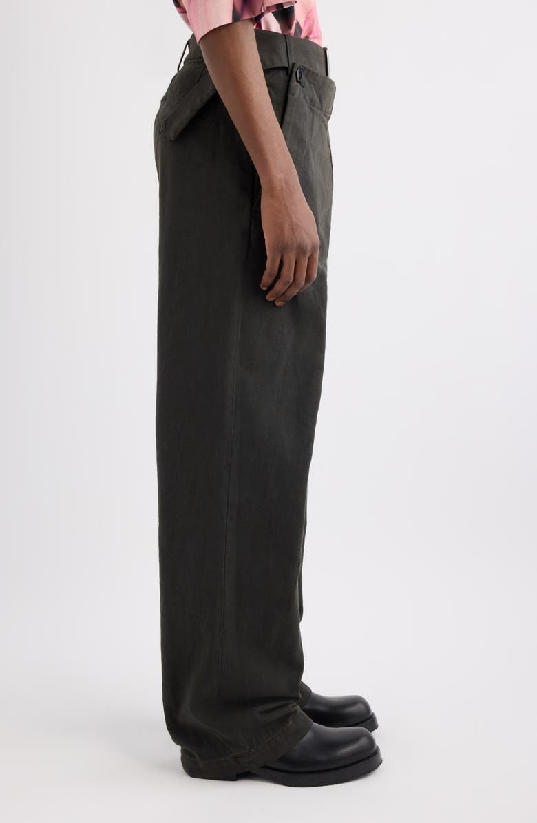 Dries Van Noten Pennine Belted Foldover Waist Jeans, Alternate, color, Dark Grey