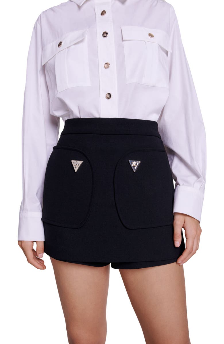 maje Imelda High Waist Shorts, Alternate, color, 
