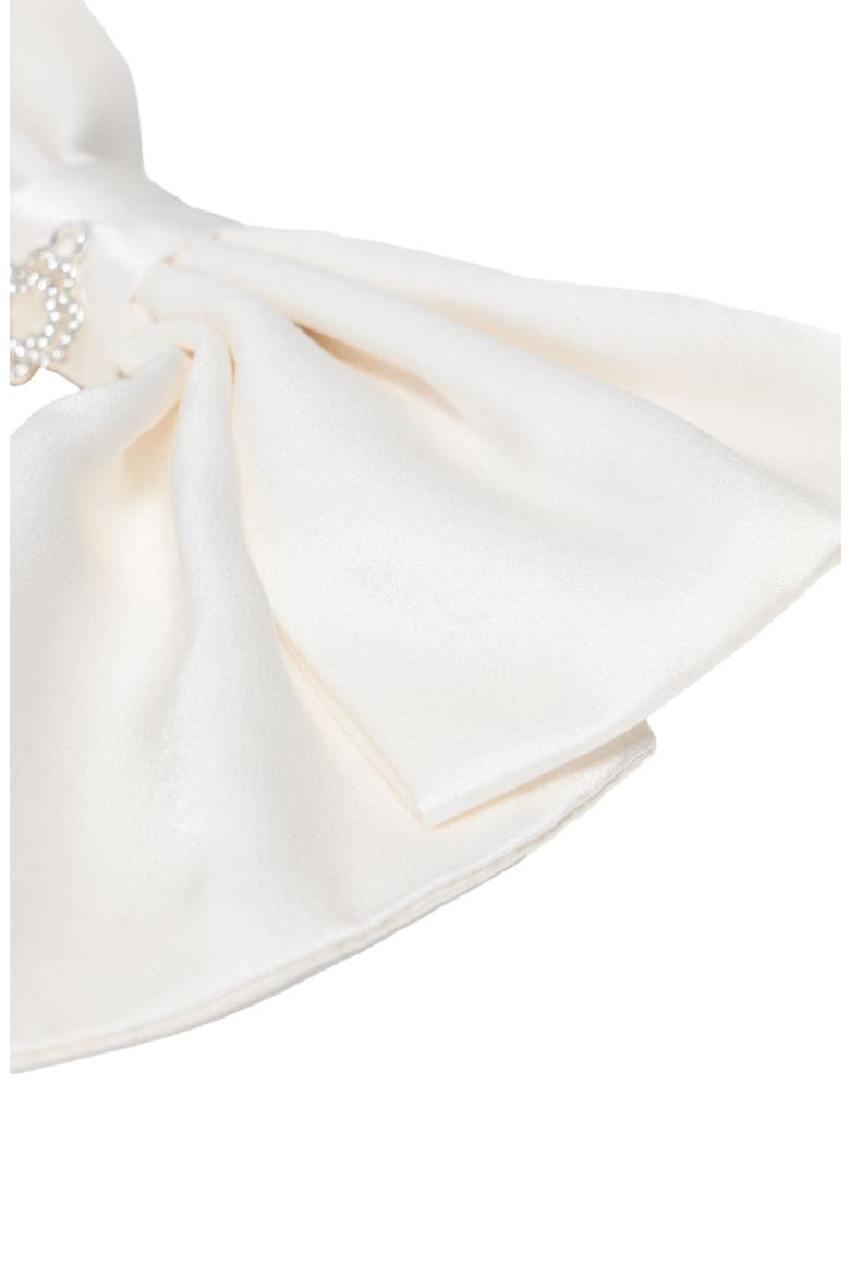 Satin-effect bow barrette, Alternate, color, White