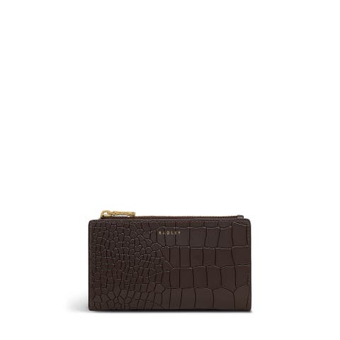 Coin Street - Faux Croc Medium Ziptop Wallet