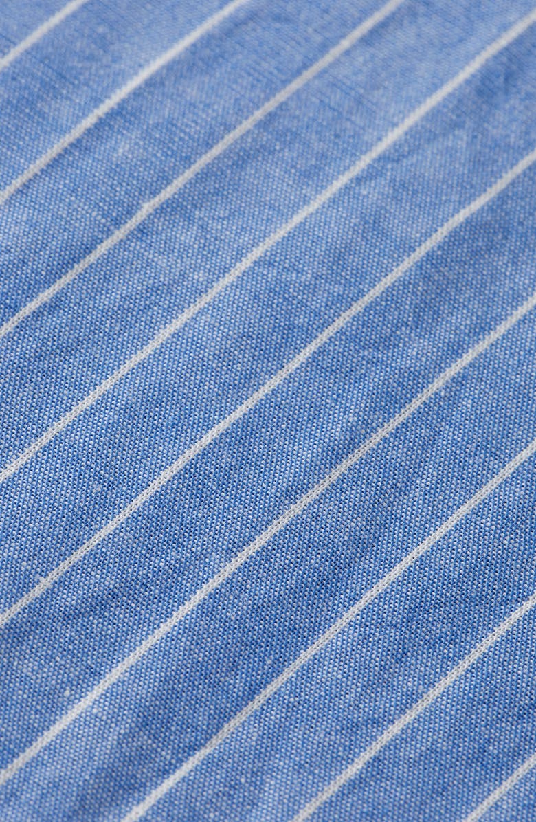 Scotch & Soda Noa High Waist Wide Leg Cotton & Linen Cargo Pants, Alternate, color, Blue And White Pin Stripe