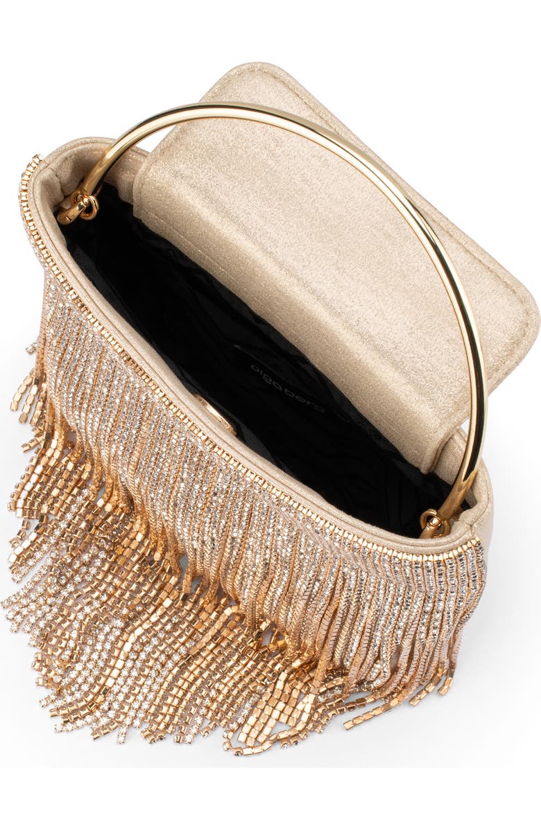 Olga Berg Adina Crystal Fringe Clutch, Alternate, color, Champagne