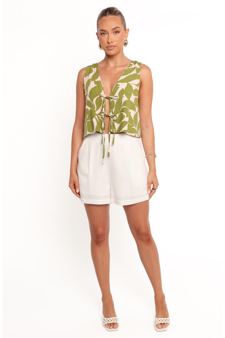 Valia Floral Tie Front Top, Alternate, color, GREEN FLORAL