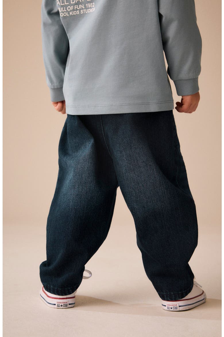 Kids' Pleat Front Barrel Leg Jeans, Alternate, color, BLUE