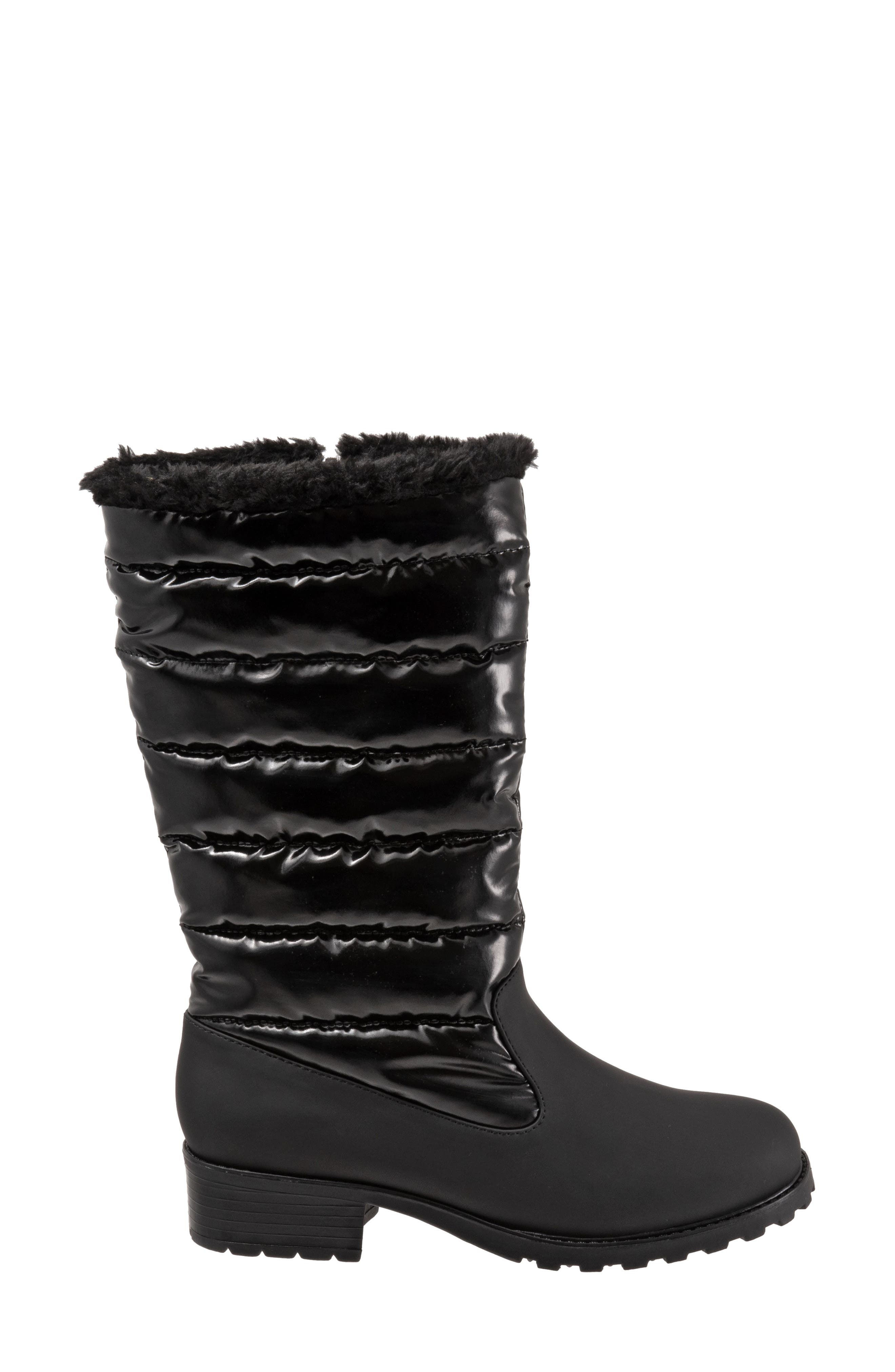 Benji Weatherproof Faux Fur Boot, Alternate, color, BLACK RUBBER/ POLYESTER