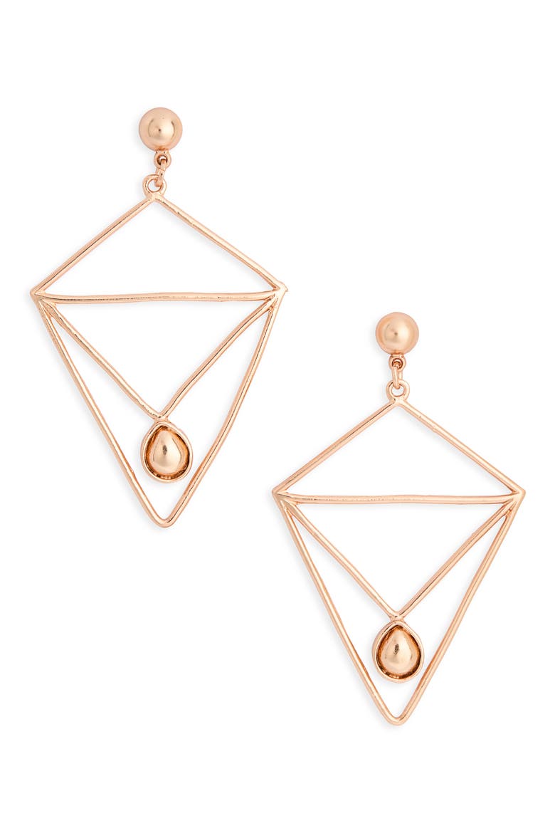 Modern Geometric Drop Earrings, Main, color, ROSE GOLD