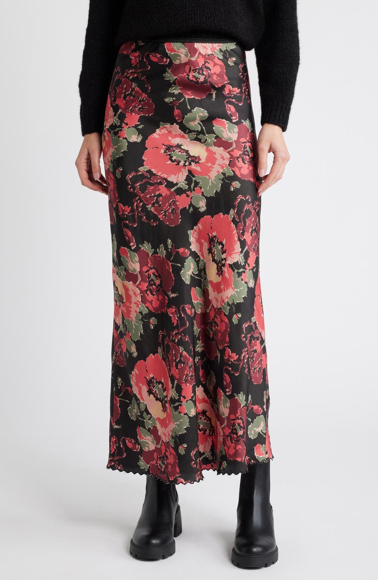 THE GREAT. The Seabank Floral Satin Maxi Skirt, Main, color, 