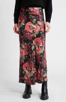 THE GREAT. The Seabank Floral Satin Maxi Skirt