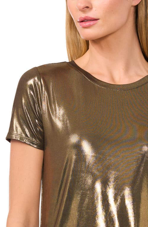 Cece Women's Metallic Shine Short Sleeve T-shirt In Gold