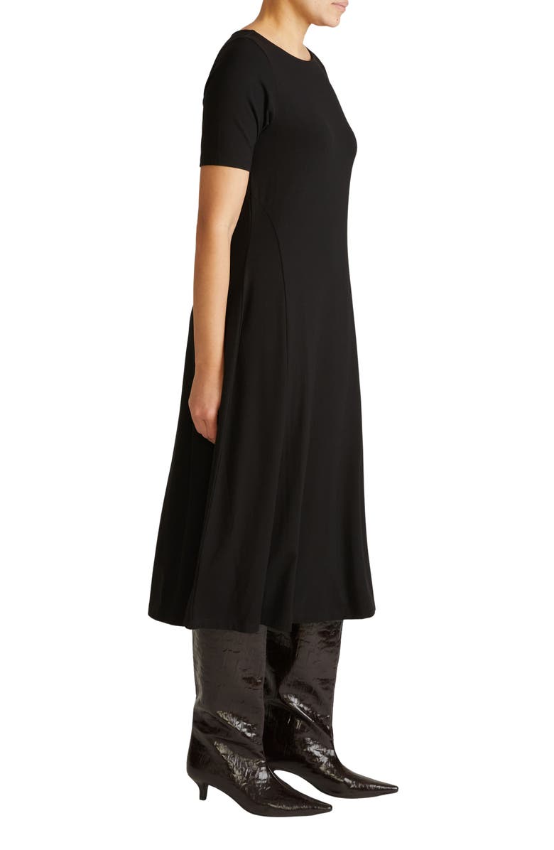 Universal Standard Serena Short Sleeve Jersey Midi Dress, Alternate, color, Black