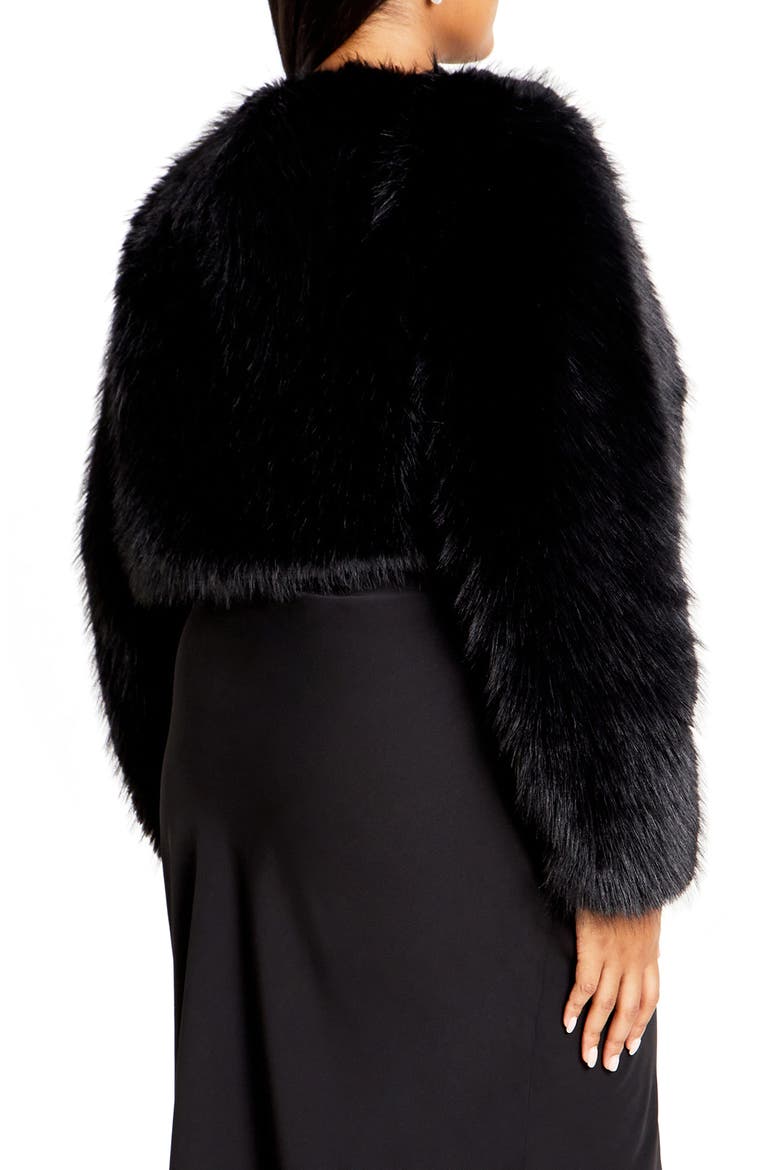 Angelica Faux Fur Crop Jacket, Alternate, color, BLACK