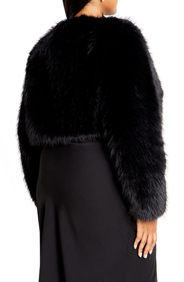 City Chic Angelica Faux Fur Crop Jacket, Alternate, color,