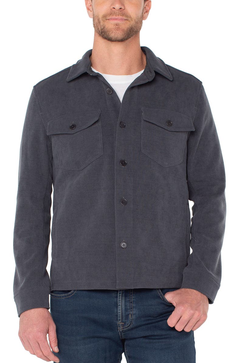 Liverpool Stretch Corduroy Overshirt, Main, color, Dark Grey
